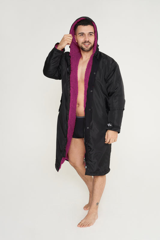 Giant Robes® Black with Maroon Sherpa Lining
