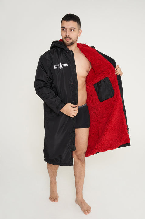 Giant Robes® Black with Red  Sherpa Lining