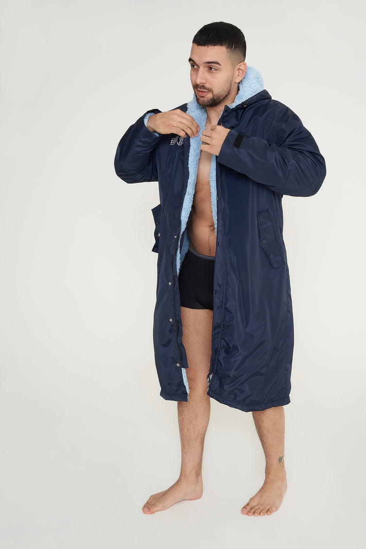 Giant Robes® Navy with Blue  Sherpa Lining