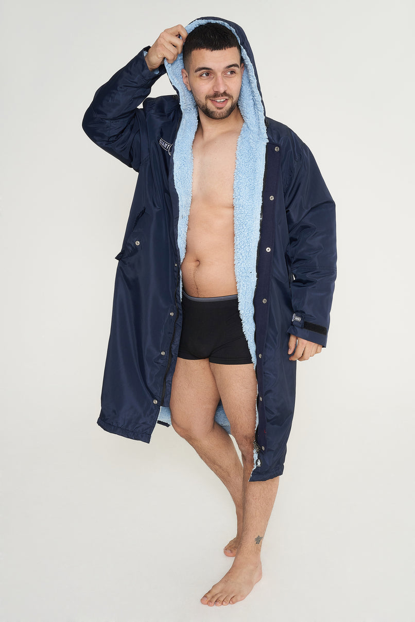 Giant Robes® Navy with Blue  Sherpa Lining