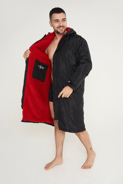 Giant Robes® Black with Red  Sherpa Lining