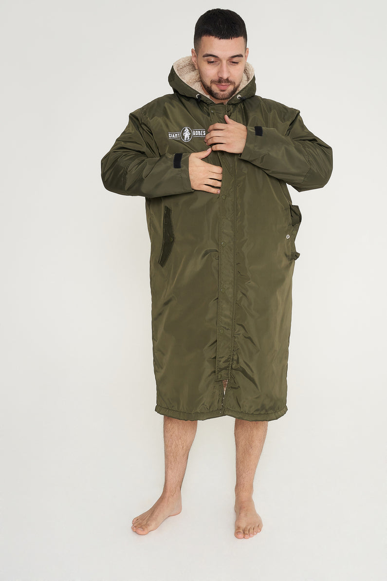 Giant Robes® Khaki with Beige  Sherpa Lining