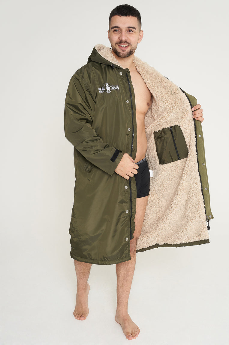 Giant Robes® Khaki with Beige  Sherpa Lining