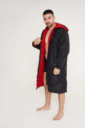 Giant Robes® Black with Red  Sherpa Lining